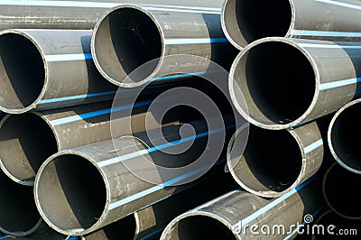 Black rubber hose or pipe Stock Photo