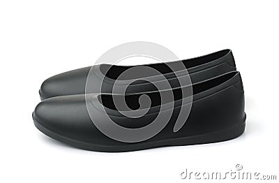 Black rubber overshoe waterproof galoshes Stock Photo