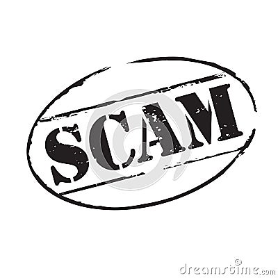 Black rubber stamp and text SCAM. Vector Illustration and banner Stock Photo