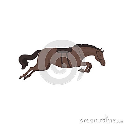 Black running horse, equestrian professional sport vector Illustration Vector Illustration