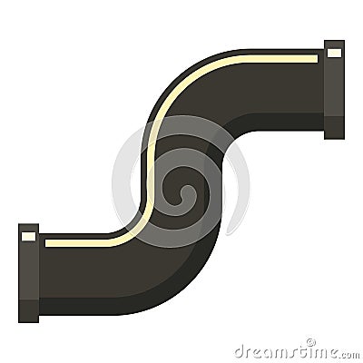 Black S joint pipe icon, flat style Vector Illustration