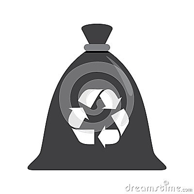 Black sack. Garbage sorting and recycling. Dangerous goods. Harmful waste Vector Illustration