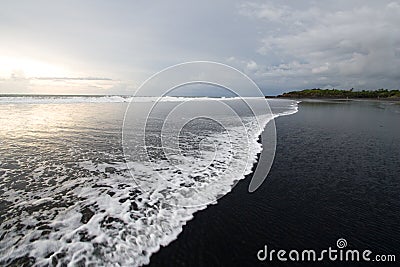 Black sand beach Stock Photo