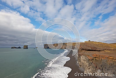 Black sand beach in Dyrholaey, Iceland Stock Photo
