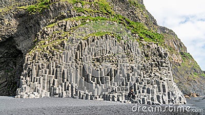 The black sand beach of Reynisfjara and the basalt columns in the southern coast of Iceland Editorial Stock Photo