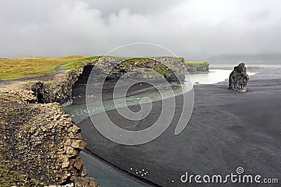 The black sand beach of Reynisfjara - Dyrholaey, Iceland Stock Photo