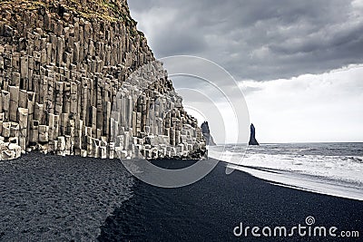 The black sand beach of Reynisfjara in Iceland Stock Photo