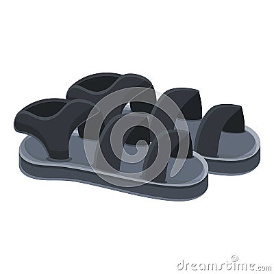 Black sandals icon, cartoon style Vector Illustration