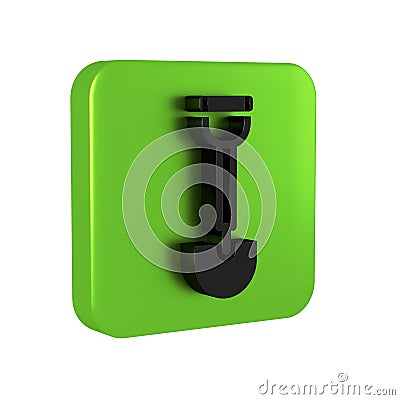 Black Sapper shovel for soldiers icon isolated on transparent background. Green square button. Stock Photo
