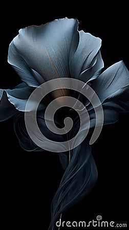 Black satin flower with silk elegant petals Stock Photo