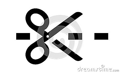 Black Scissors Cutting Line Icon Vector Illustration