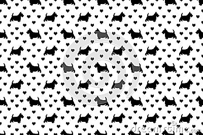 Black Scottish Terriers Scottie Dogs & Hearts on White Stock Photo