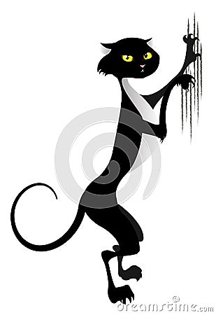 Black scratching cat Stock Photo