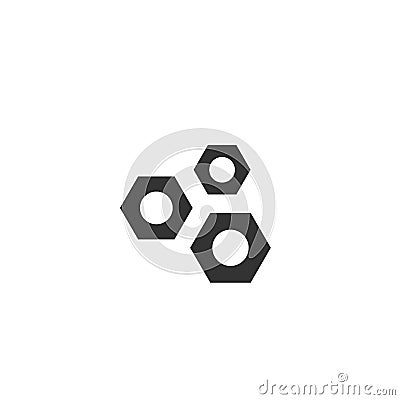 Black screw nut icon isolated on white. house repair tool. Maintain, settings, support, fix button. Vector Illustration