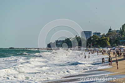 Black Sea beach on a stormy day Editorial Stock Photo
