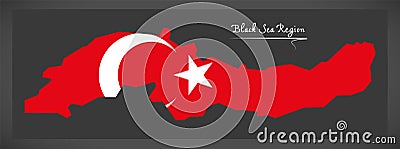 Black Sea Region Turkey map with Turkish national flag Vector Illustration