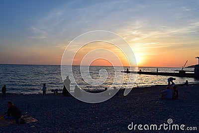 Sochi city, Russia. Sunset Editorial Stock Photo