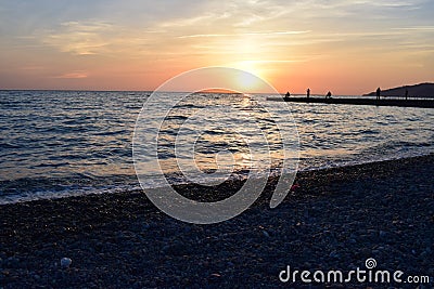 Sochi city, Russia. Sunset Editorial Stock Photo