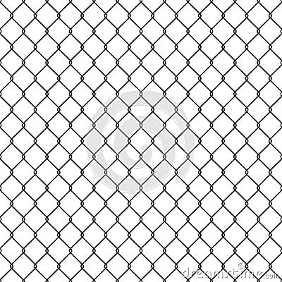 Black seamless chain link fence background. Vector Illustration