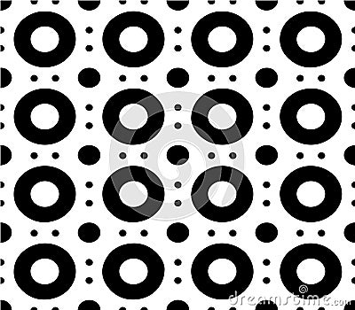 black seamless dot, circle, round shape vector pattern abstract design on white background, eps Stock Photo