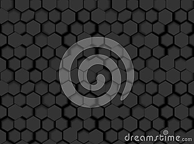 Black Seamless Hexagonal Pattern Texture Vector Illustration