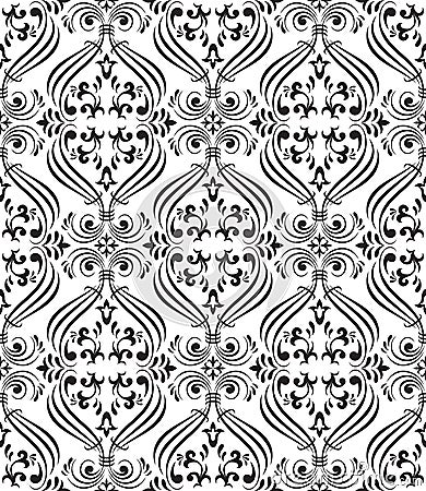 Black seamless ornamental wallpaper Vector Illustration