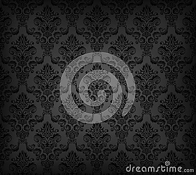 Black seamless wallpaper pattern Vector Illustration