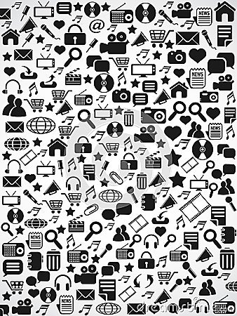 Black Seamless web icons pattern background Vector Illustration