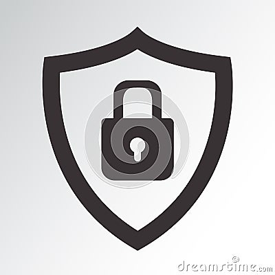 Security icon. Protection symbol. Shield with padlock. Vector illustration Cartoon Illustration