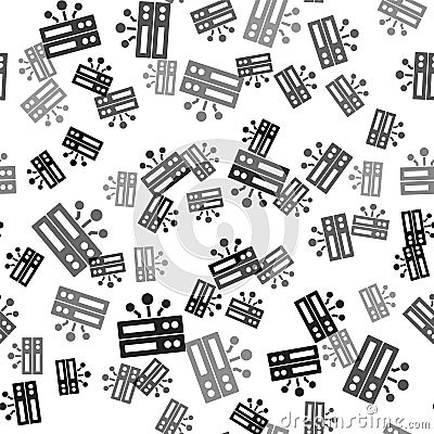 Black Server, Data, Web Hosting icon isolated seamless pattern on white background. Vector Vector Illustration