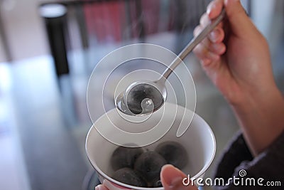 Black Sesame Dumpling Stock Photo