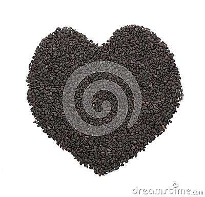 Black Sesame Heart Stock Photo