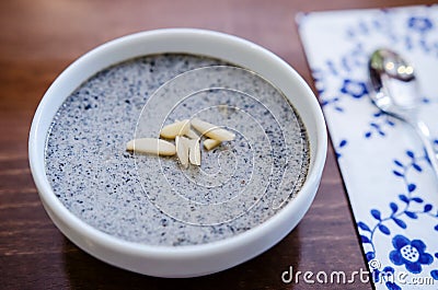 Black sesame pudding Stock Photo