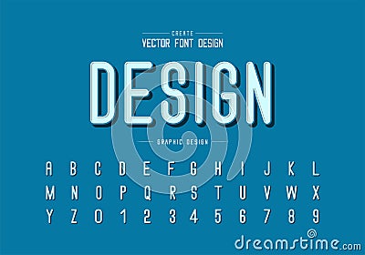 Black shadow font and alphabet vector, Letter style typeface and number design Vector Illustration