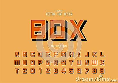 Black shadow font and alphabet vector, Square typeface letter and number design, Graphic text on background Vector Illustration