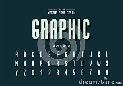 Black shadow font and alphabet vector, Tall typeface letter and number design Vector Illustration