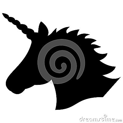 Black shape silhouette of the magical unicorn on the white background Vector Illustration