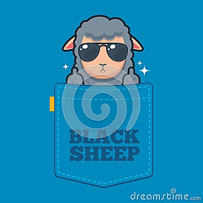 The black sheep in a pocket, Isolated Vector illustration Vector Illustration