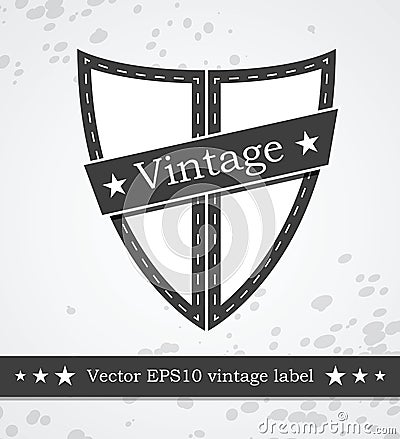 Black shield label with retro vintage styled Vector Illustration