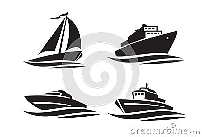 Black ships icons Vector Illustration