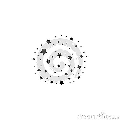 Black Shooting Star with Elegant Star Trail on White Background. circle Vector Illustration