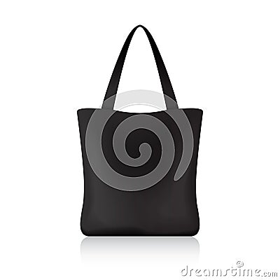 Black shopping bag for your brand. Vector package template Vector Illustration
