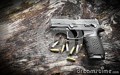 Black short shooting pistol Stock Photo