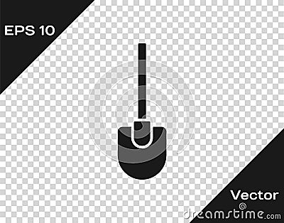Black Shovel icon isolated on transparent background. Gardening tool. Tool for horticulture, agriculture, farming Stock Photo