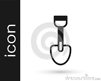 Black Shovel toy icon isolated on white background. Vector Vector Illustration