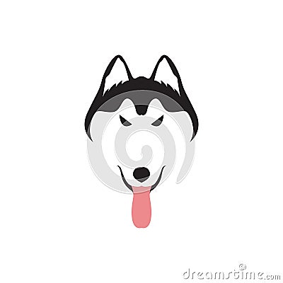 Black siberian husky with tongue logo design vector graphic symbol icon sign illustration creative idea Vector Illustration