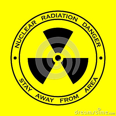 Black sign for nuclear radiation on yellow background Vector Illustration