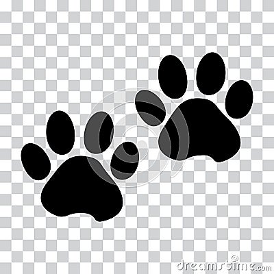 Black silhouette animal paw track. Vector illustration Cartoon Illustration