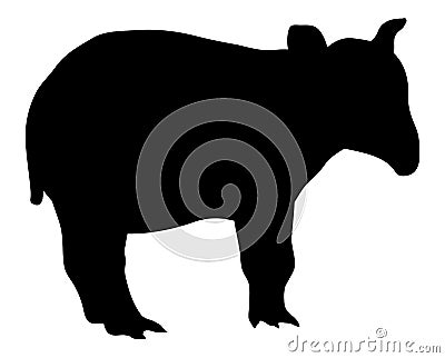 Black silhouette of an anteater, an Exotic wild animal, vector Vector Illustration