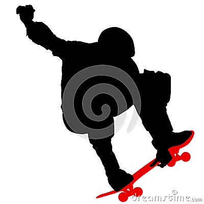 Black silhouette of an athlete skateboarder in a jump Vector Illustration